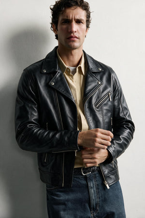 Veste Cuir Croisée Signature — 100% Cuir Véritable